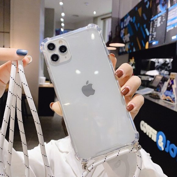 Case Supply Accessories - Clear iPhone Case White Strap XR XS Max 11 Pro Max